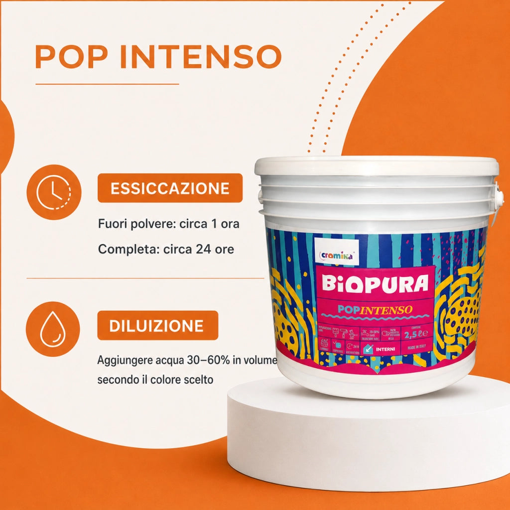 Popintenso palestra e decori interni pittura murale lavabile e coprente cromika *** formato 2.5 lt, colore- arancio s...