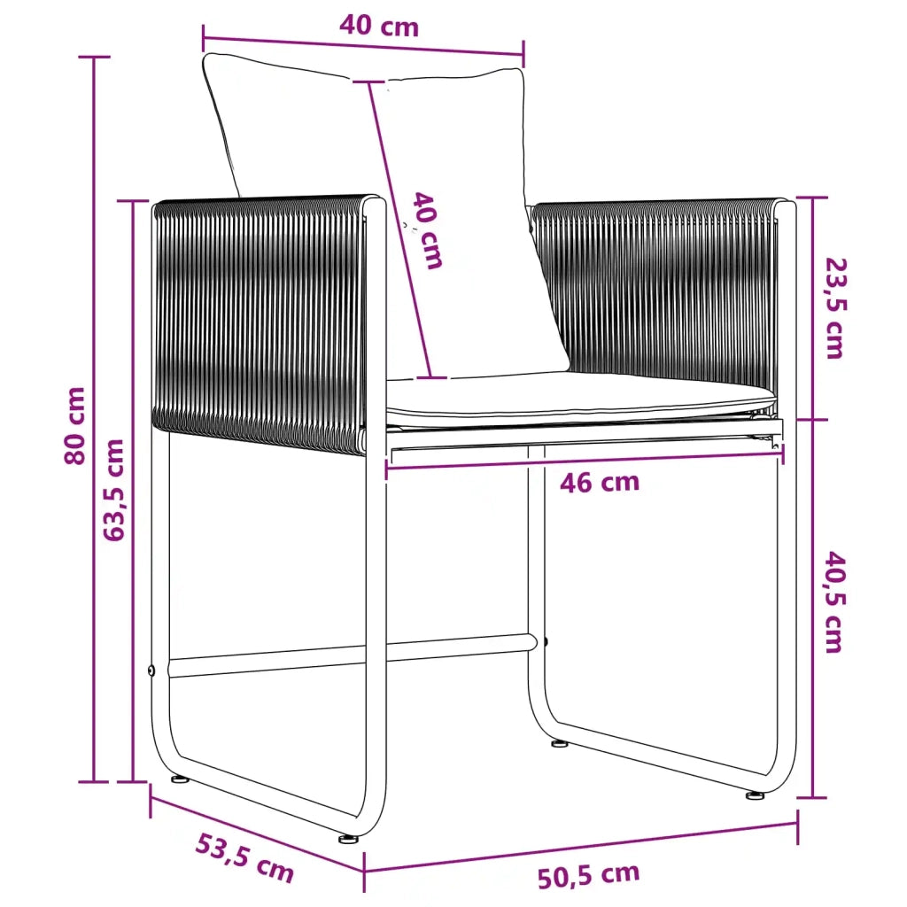 Set da Pranzo per Giardino 9 pcs Nero e antracite 3448910