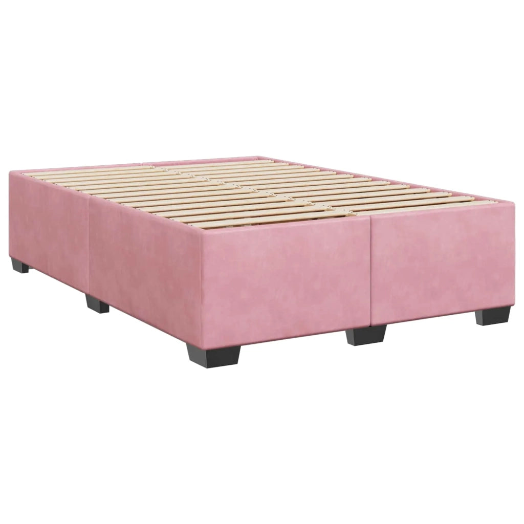 Letto box spring con materasso Rosa 140 x 190 cm Velluto 3450715
