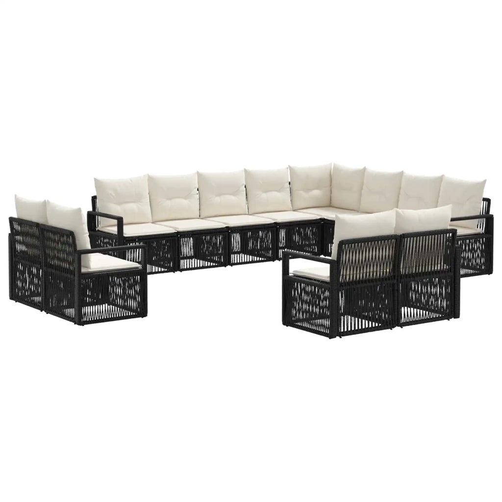 Set Divano da Giardino 12 pz Nero polyrattan 3435886