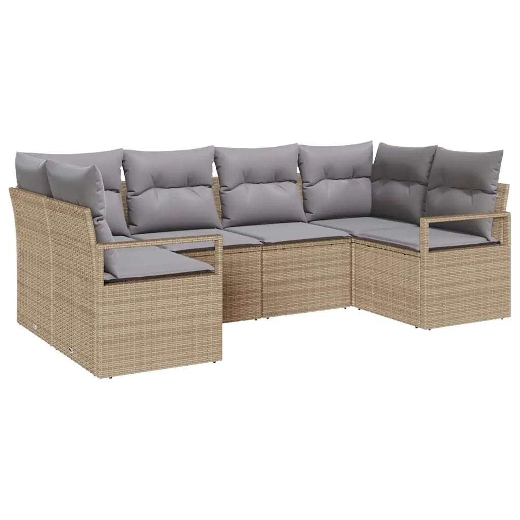 Set di divani con cuscino 6 pcs Beige polyrattan 3346520