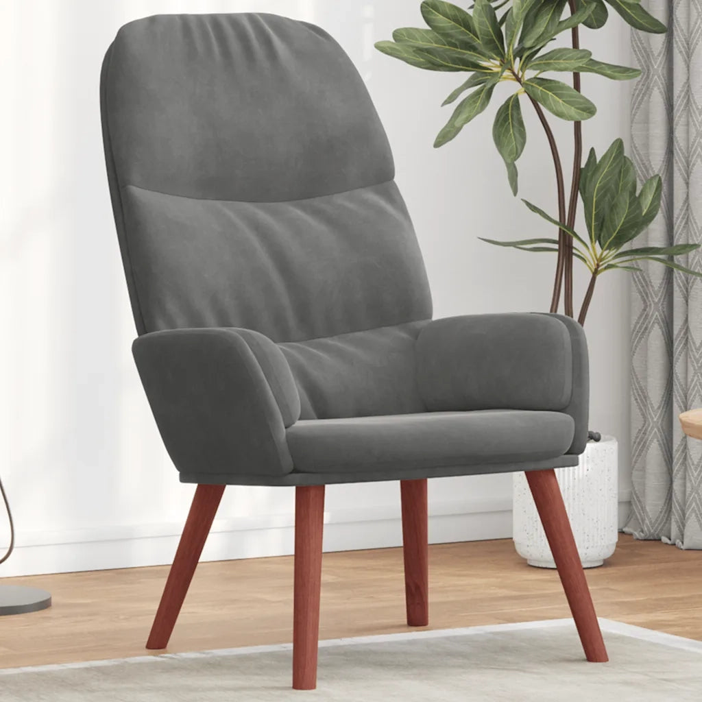 Poltrona | Sedia Relax Grigio Scuro in Velluto