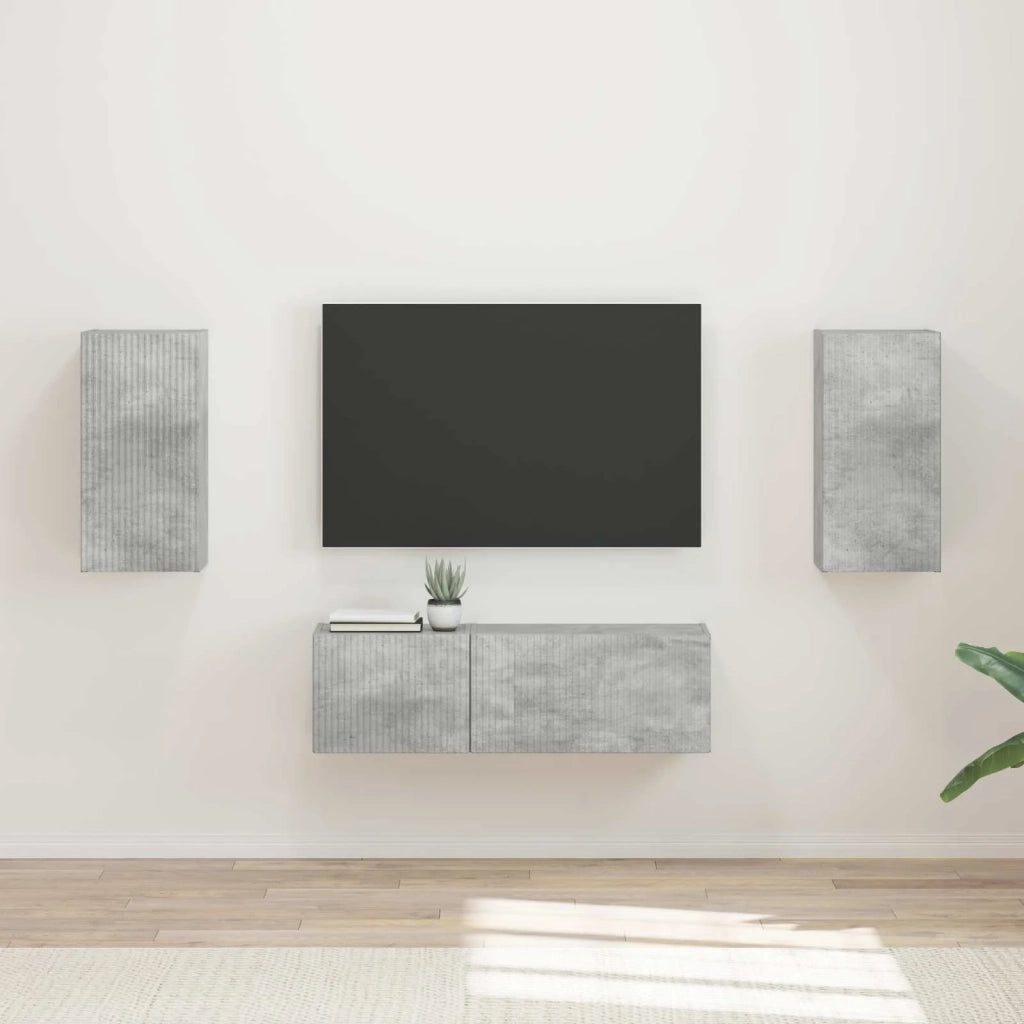 Set di Mobiletto da TV a Parete 4 pcs Grigio cemento