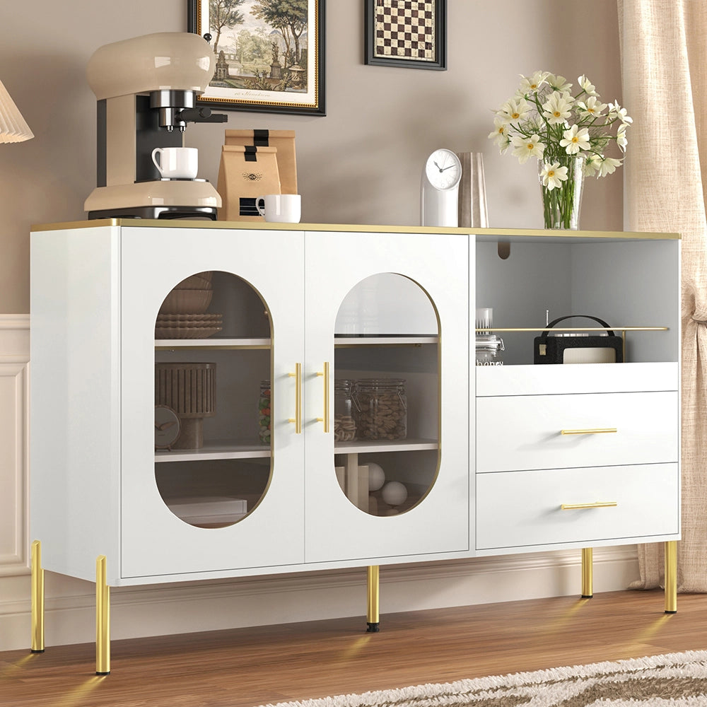 Buffet - Xylo - 2cass/2porte vetro bianco/dorato