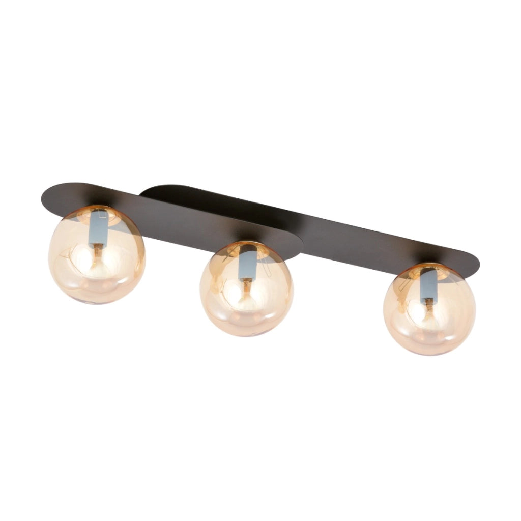 Plafoniera Emibig PLAZA 3 luci E14 metallo 70cm nero/miele