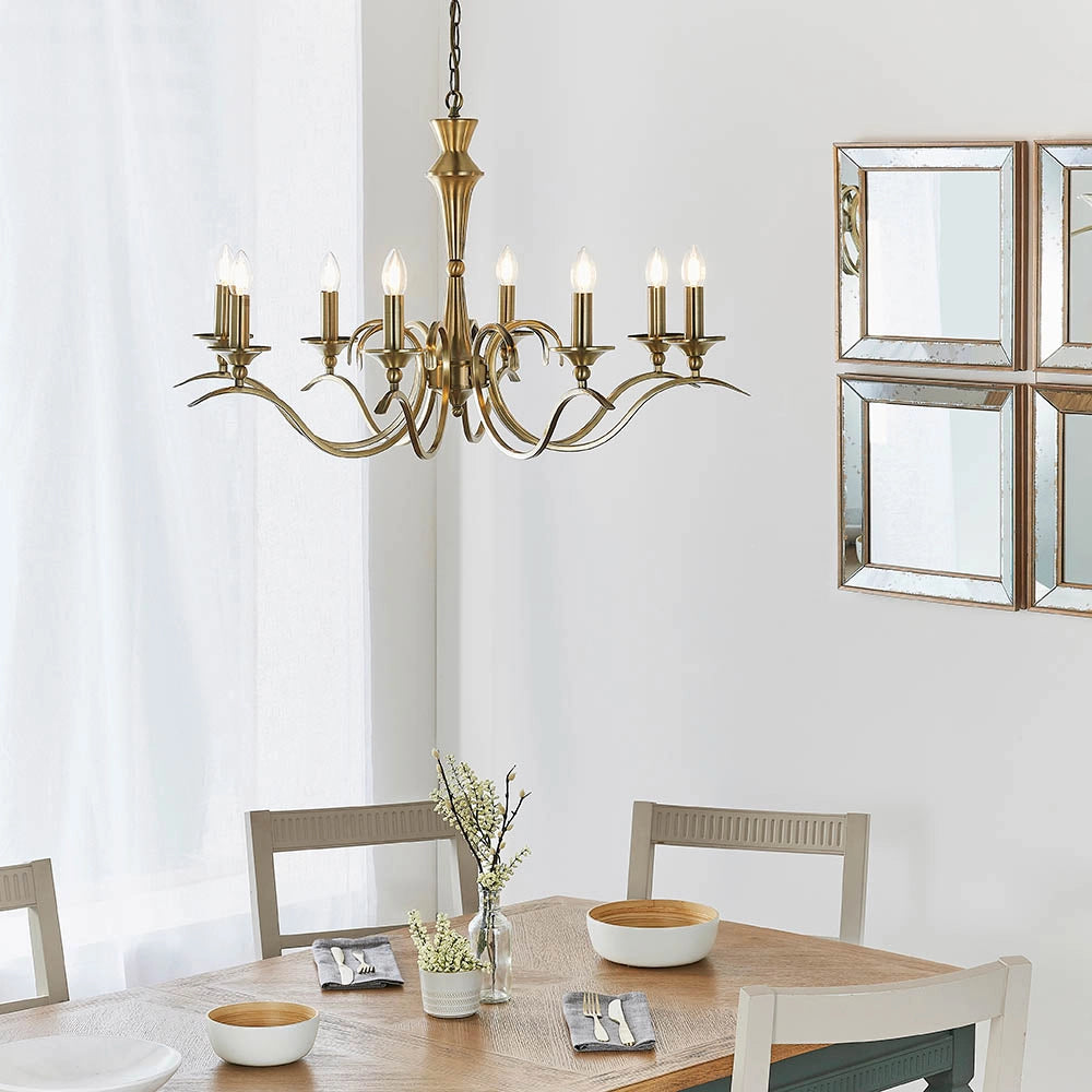 Lampadario a sospensione Kora ottone antico 8xE14 Endon