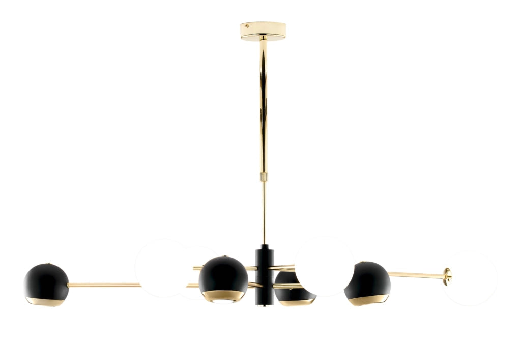 Lampada a sospensione MOKA Jupiter oro/nero 8 luci G9+GU10