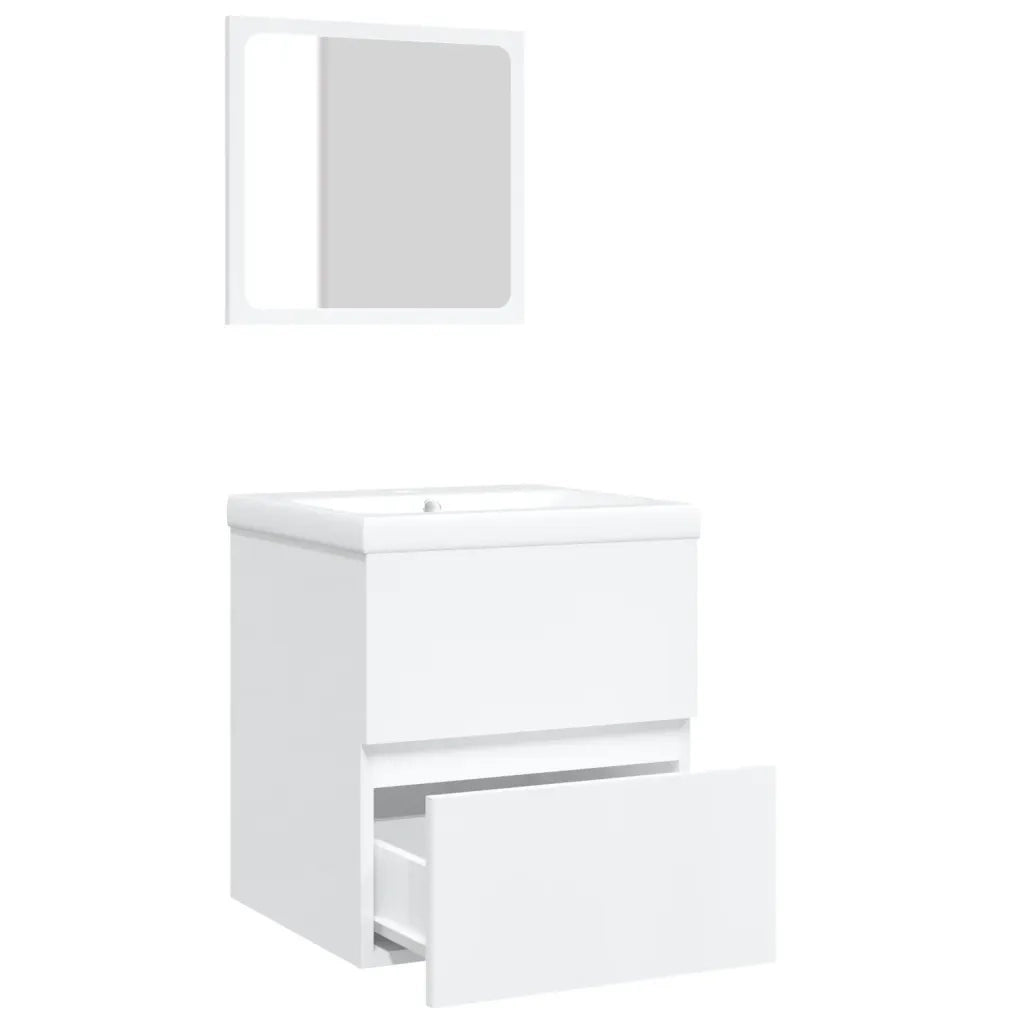 Mobile da Bagno con Lavabo e Specchio-Armadietto da bagno con Lavandino Bianco