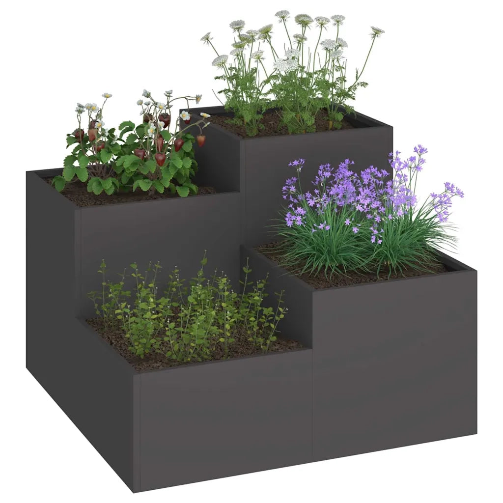 Vaso da giardino Nero 100 x 100 x 60 cm Acciaio