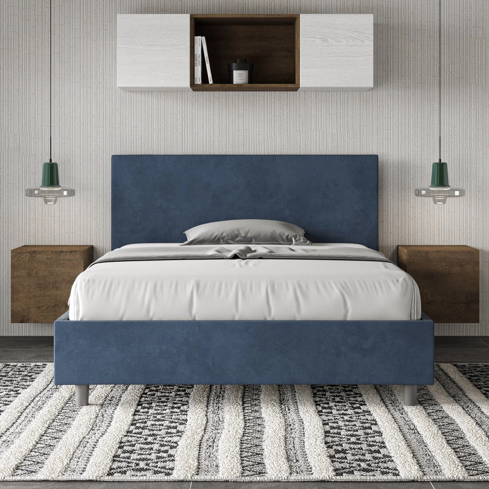 Letto Matrimoniale Extra Large 200x210 cm con Rete Adele Blu