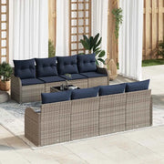 Set di divani 9 pz 8-Numero di posti Grigio polyrattan 3345635