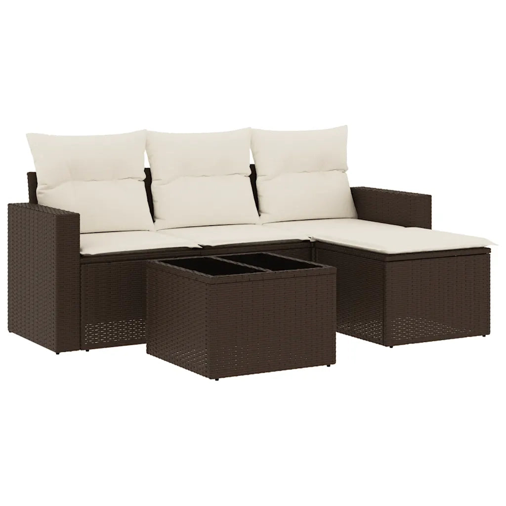 Set Divano da Giardino 5 pz con Cuscini Marrone in Polyrattan 3251220