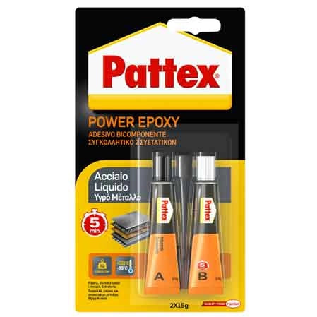 COLLA 'POWER EPOXY ACCIAIO LIQUIDO' 2x11 ml - PATTEX