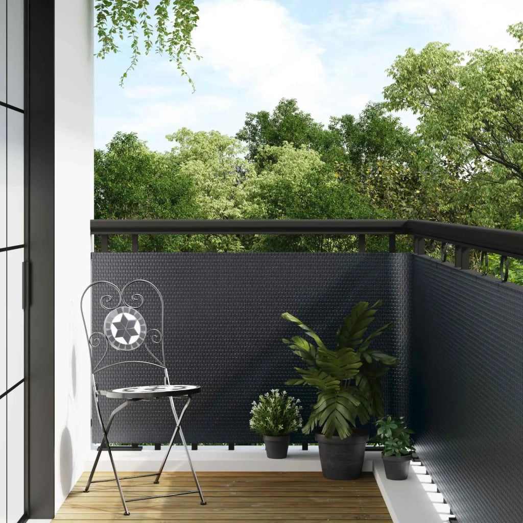 Schermo da balcone | Paravento da Balcone Grigio Scuro 300 x 80 cm polyrattan