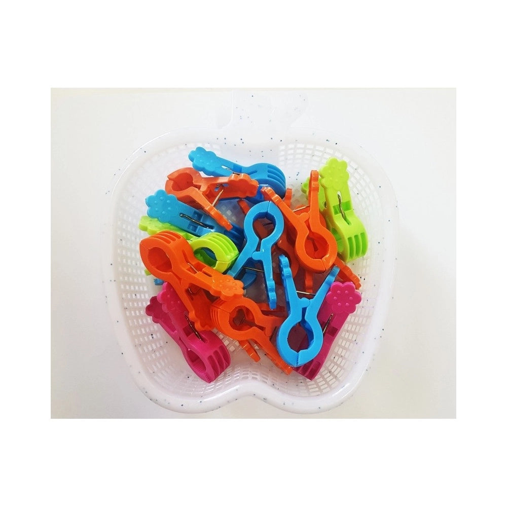 Trade Shop - 16 Mollette Con Cestino Mela Mollettine Pinze In Plastica Stendino Biancheria -