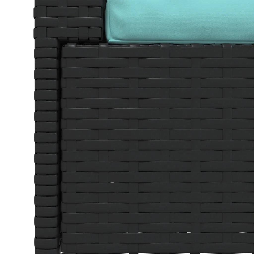 Divano a 2 Posti con Cuscini-Sofa 2 Posti con Cuscini in Polyrattan Nero