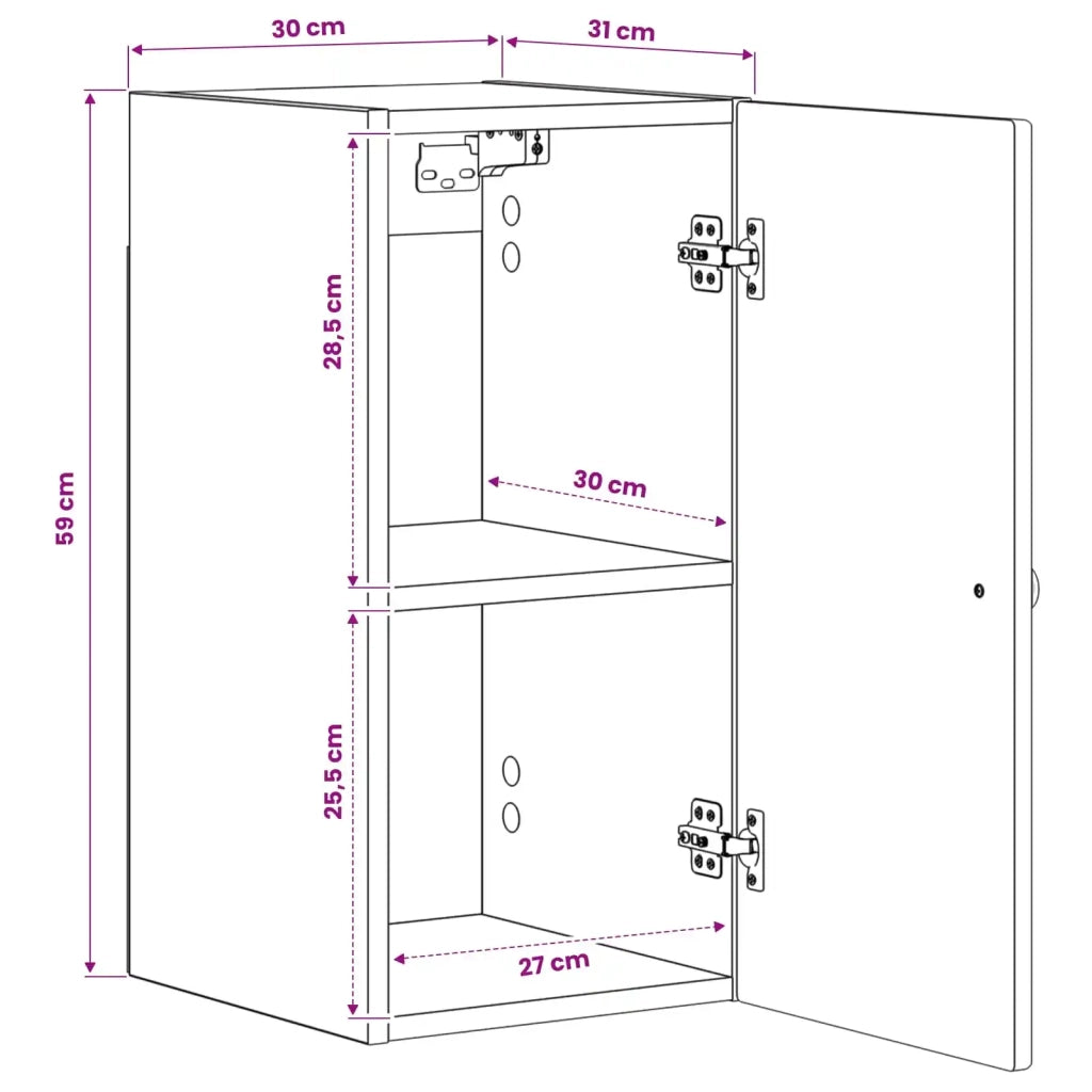 Armadio da bagno a muro BREDA Nero 30 x 31 x 59 cm 897466