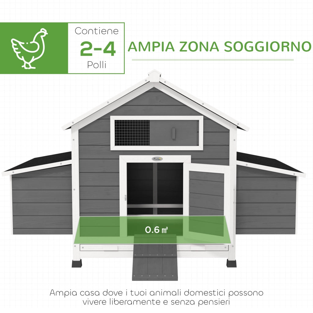 Pollaio in Legno da Giardino ¨C Minimal ¨C Grigio