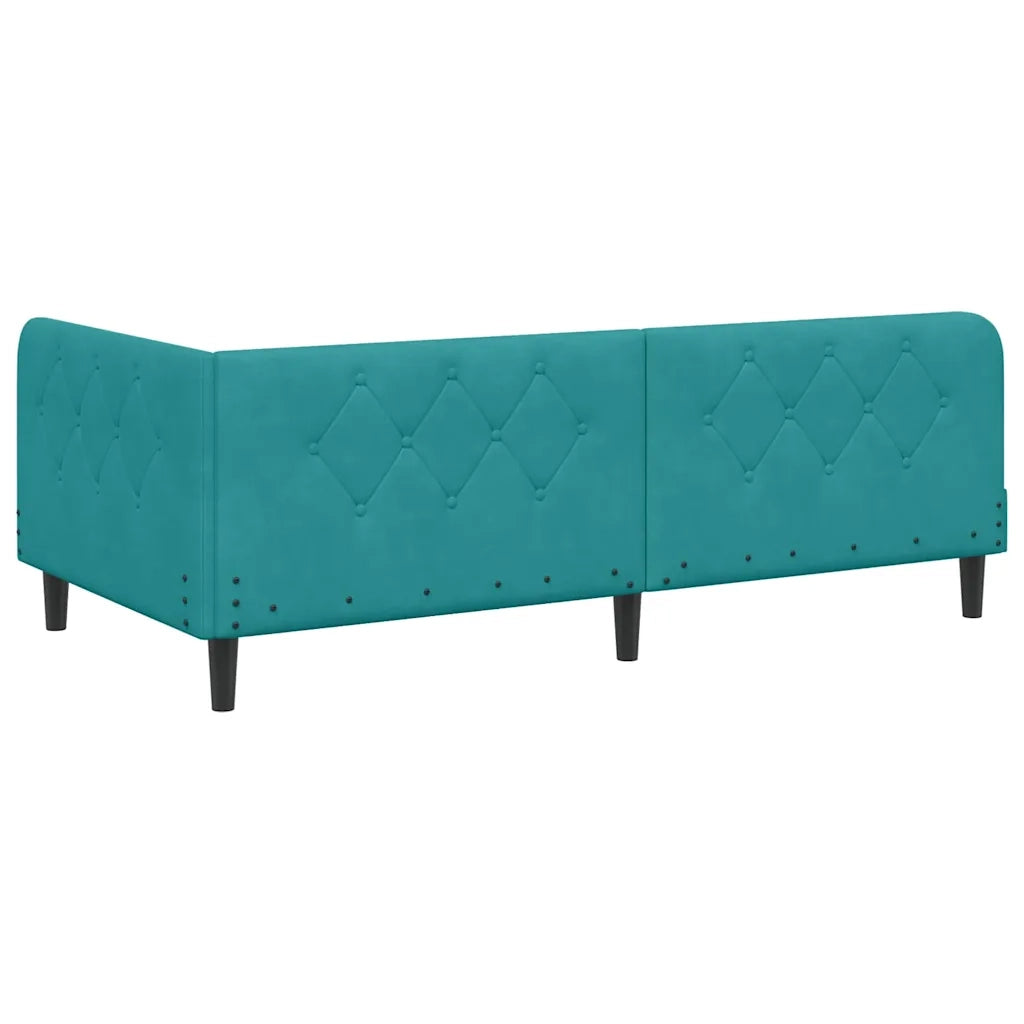 Letto singolo | Letto per adulti | Cornice del letto ad angolo Turchese 90 x 190 cm Velluto