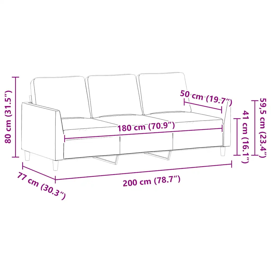 Divano a 3 Posti Grigio 180 cm in Similpelle 359340