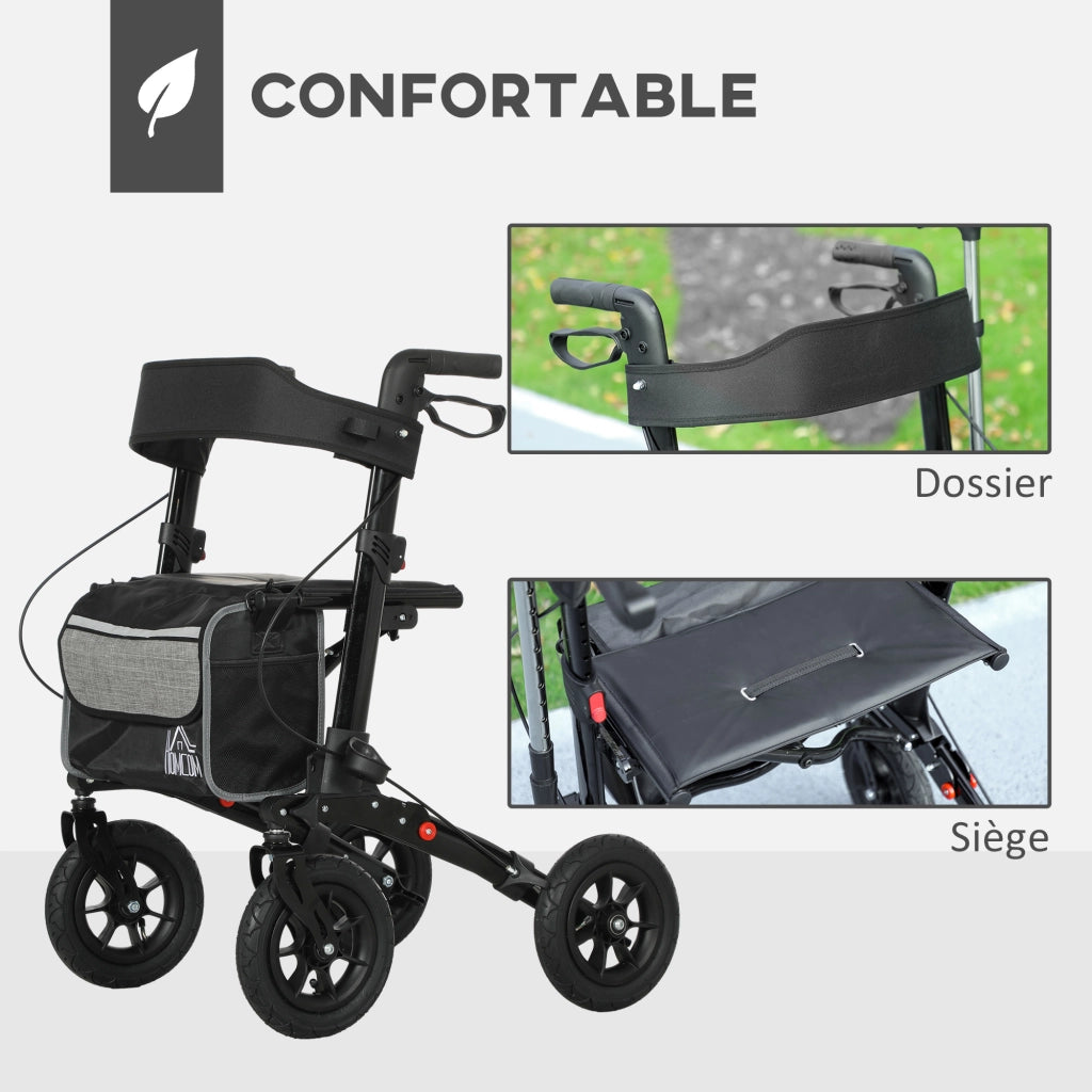 Rollator pieghevole con sedile imbottito ¨C Minimal ¨C nero 69x64x98,5cm