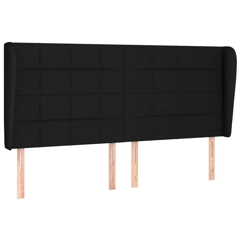 Testiera | Testata ad Orecchio Nera 203x23x118/128 cm in Tessuto