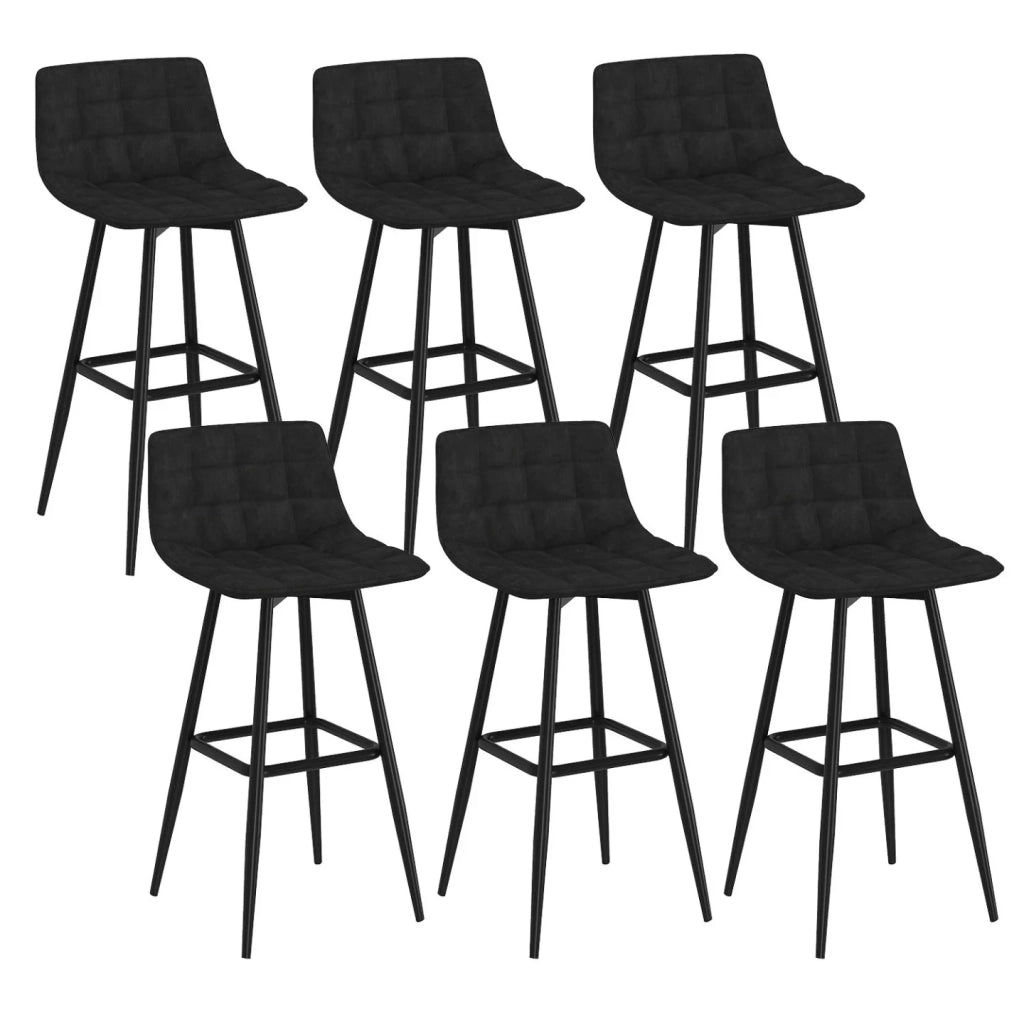 IDMarket - Set di 6 sgabelli da bar MADY in velluto nero