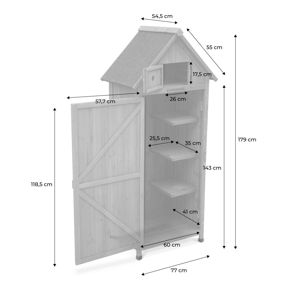 Casetta da giardino in abete, 77x54.5x179cm, antracite
