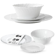 Set di stoviglie KADAX composto da 6 piatti, colore bianco.
