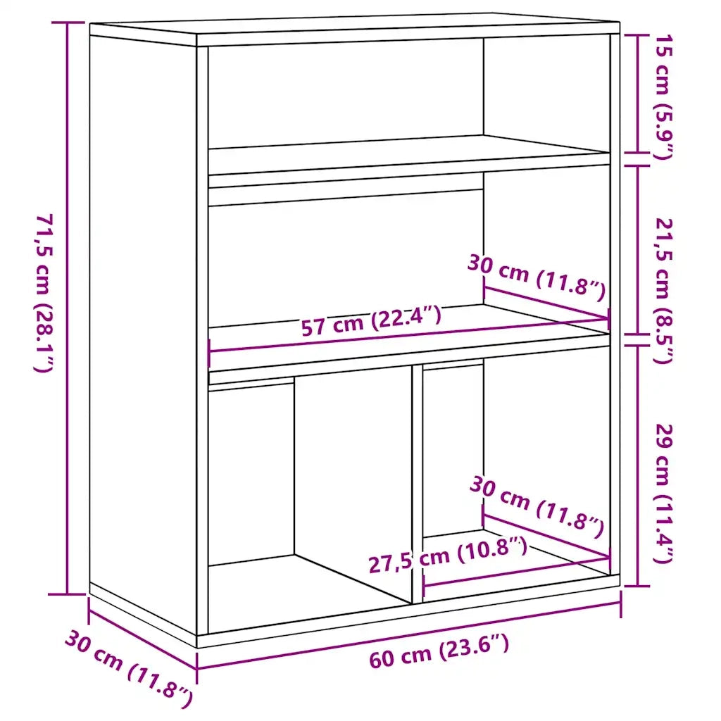 Libreria Rovere Fumo 60x30x71,5 cm in Legno Multistrato 860314