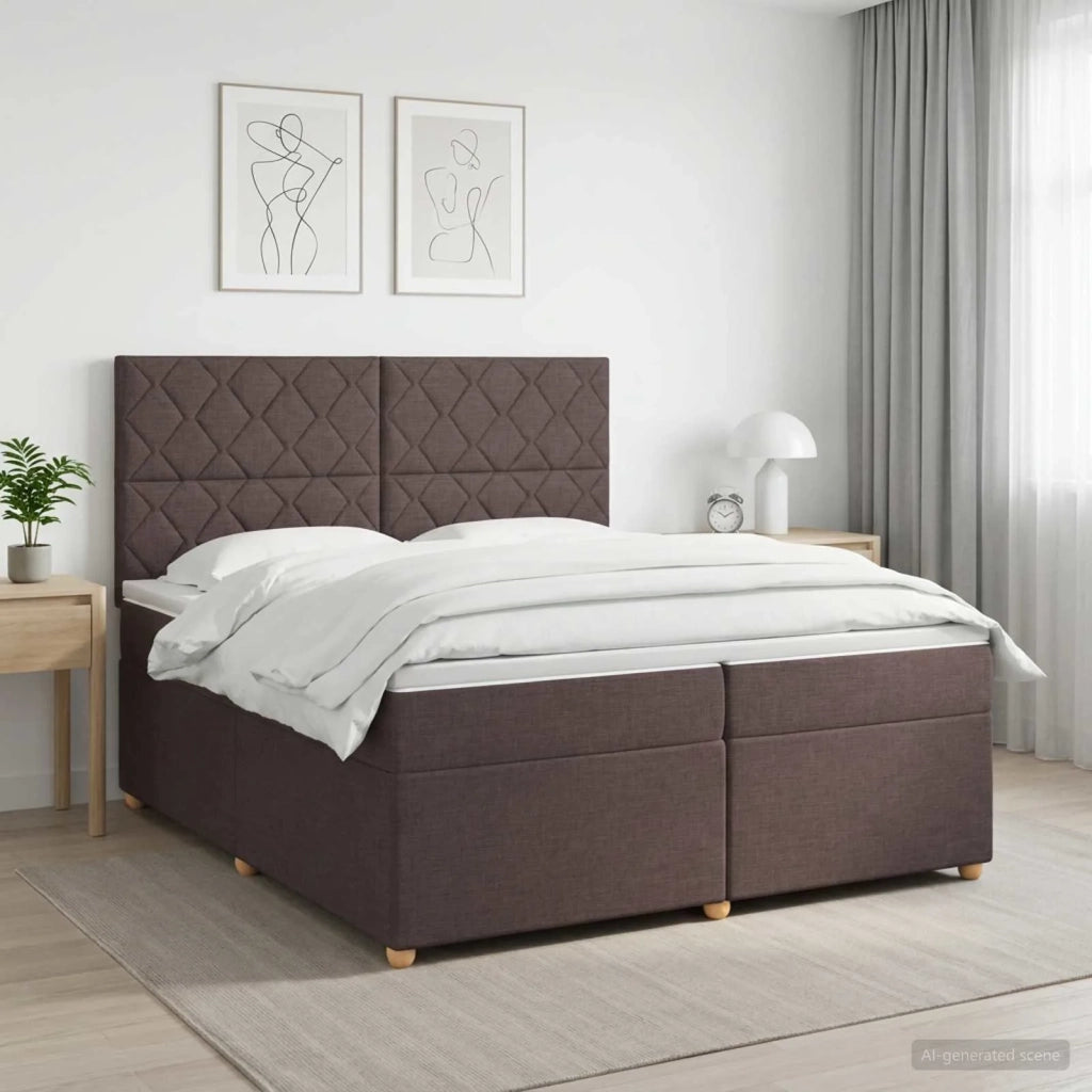 Letto box spring con materasso Marrone Scuro 200 x 200 cm 3453973