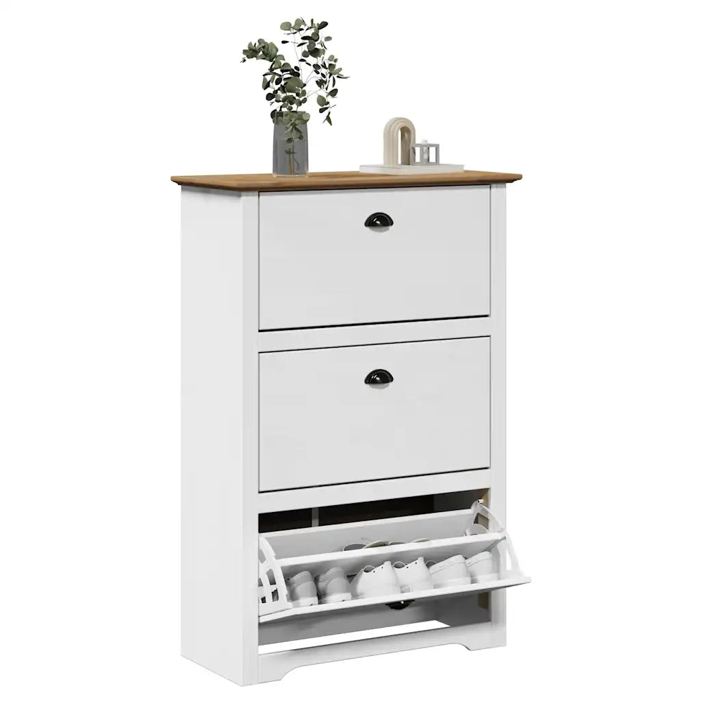 Scarpiera | Mobile per scarpe BODO Bianca e Marrone 80x35x118 cm