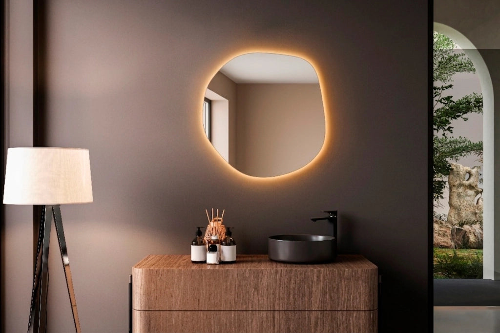 Specchio organico Hispanohogar con LED perimetrale a 2 colori di luce 80