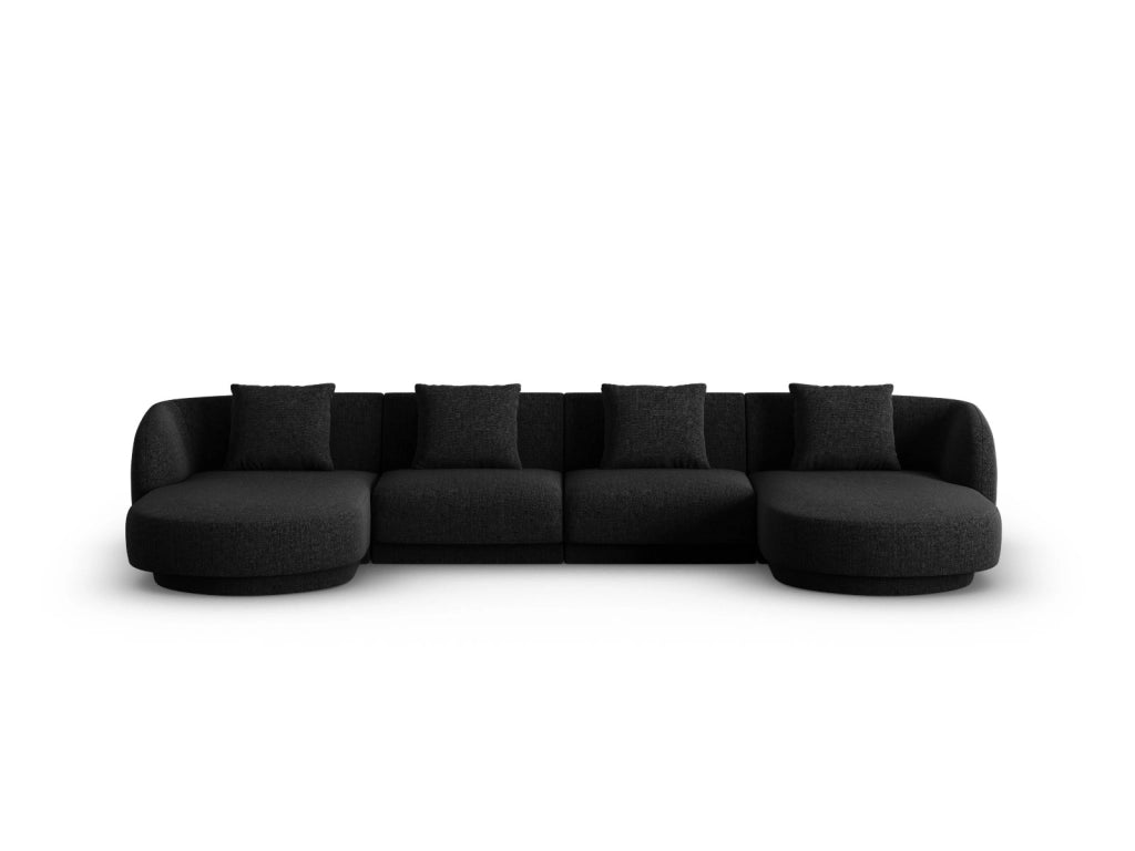 Cosmopolitan Design - Divano panoramico "Tulum" 5 posti in ciniglia nero 