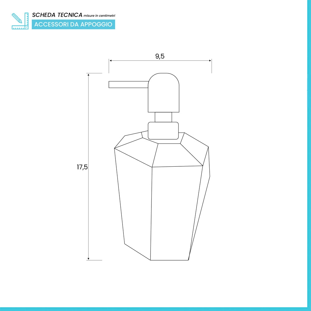 Dispenser Sapone Grigio Trasparente in Plastica ABS Diamante