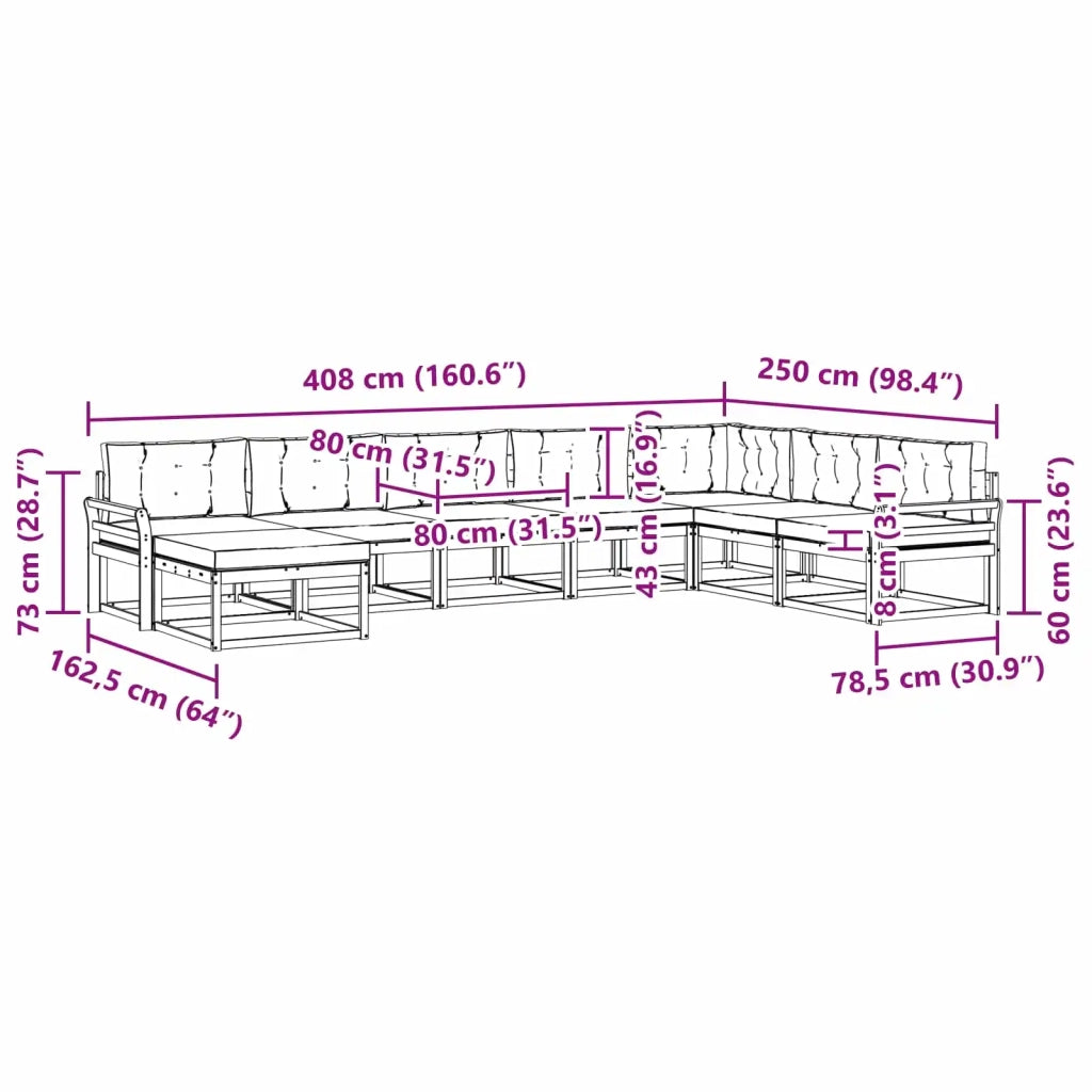 Set di divani da esterno con cuscino 8 pcs Naturale e Antracite 3368000