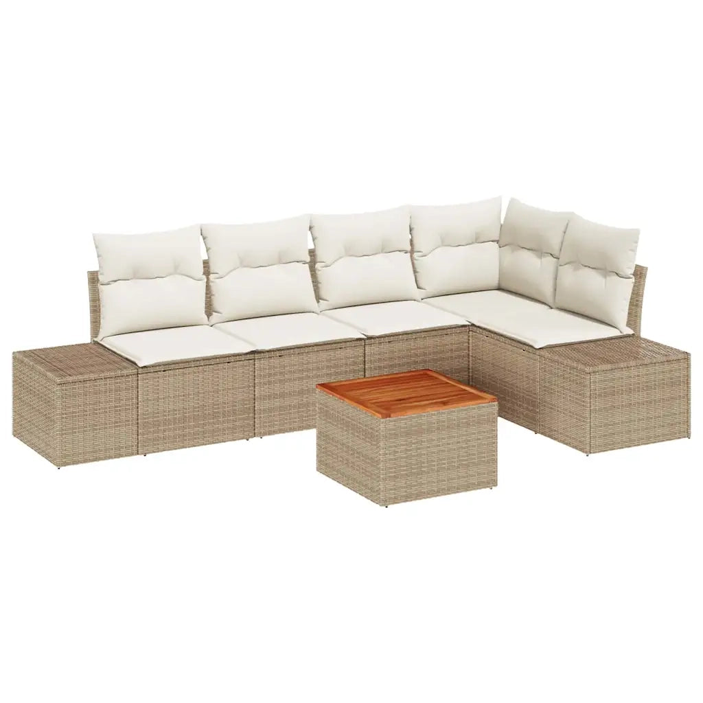 Set Divano da Giardino con cuscino 6 pcs Beige polyrattan 3347960