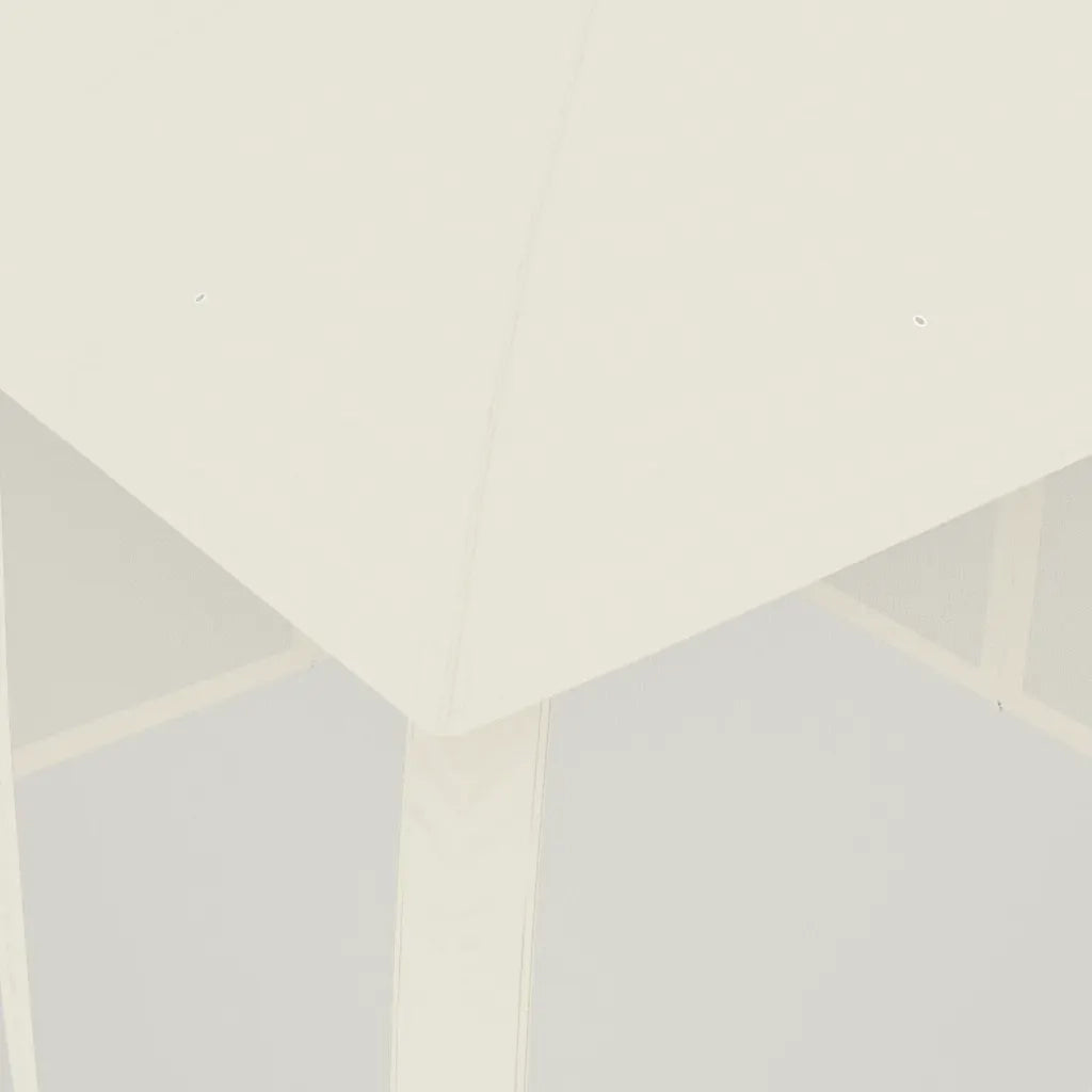 Gazebo con Tetto Doppio e Pareti Rete Crema 2,93x2,93 m Acciaio 368448