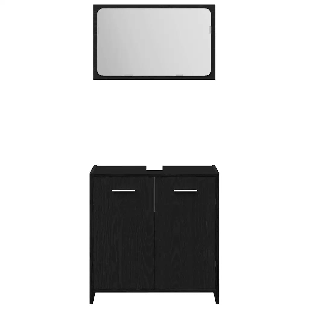 Set di mobili per il bagno 3 pcs Rovere Nero Legno multistrato 3332510