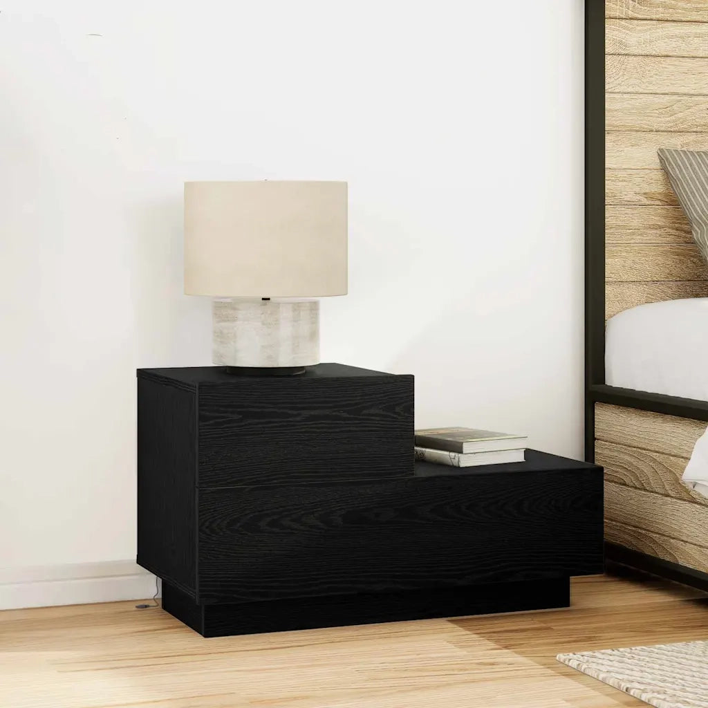 Armadio da Notte con cassetto Rovere Nero 70 x 36 x 40,5 cm 863065