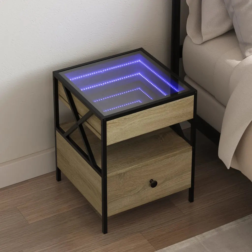 Comodino con LED Infinity Rovere Sonoma 40x40x51 cm 3284102