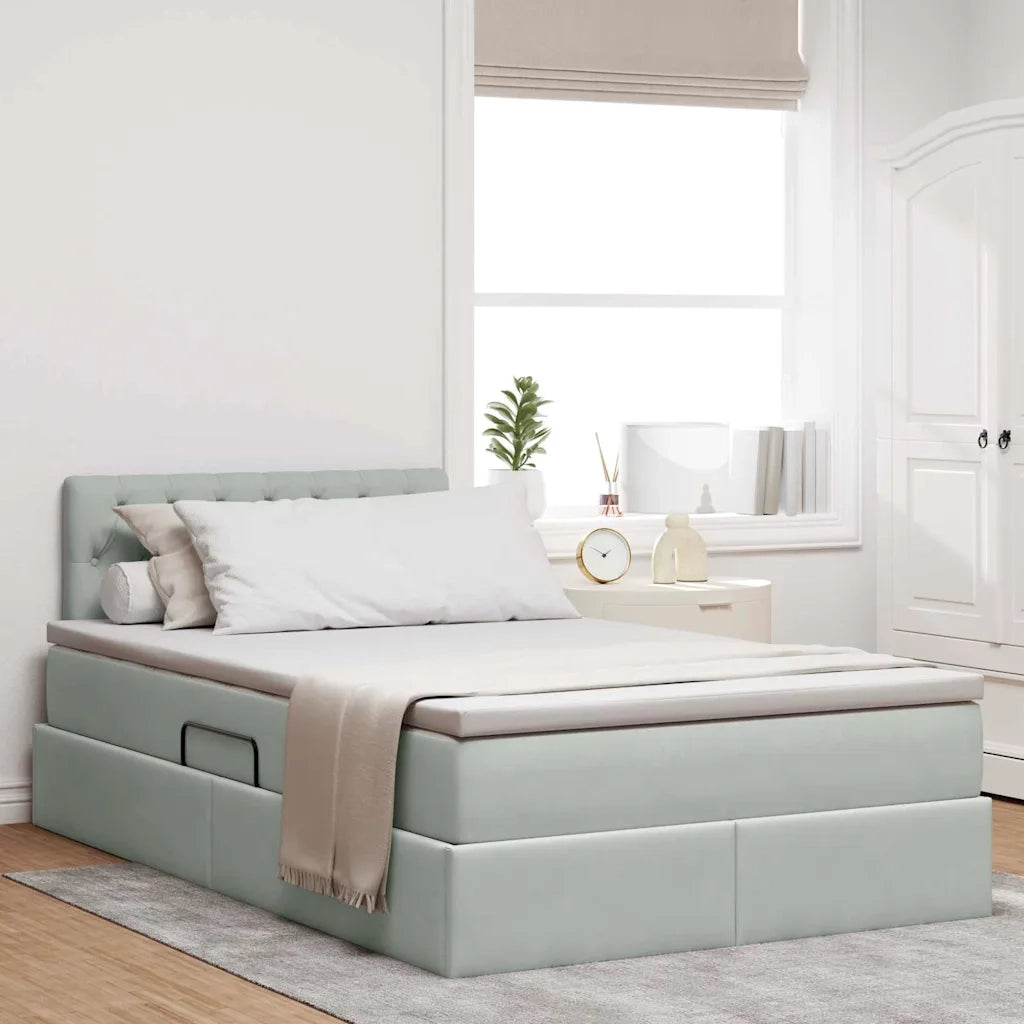 Letto con Contenitore Grigio chiaro 120 x 190 cm Velluto