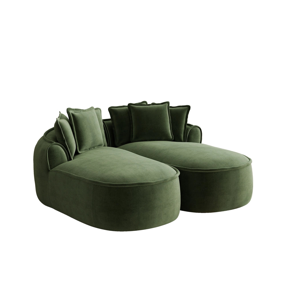 Divano Chaise Longue Doppio in Chenille con Cuscini ¨C MINIMAL ¨C Verde