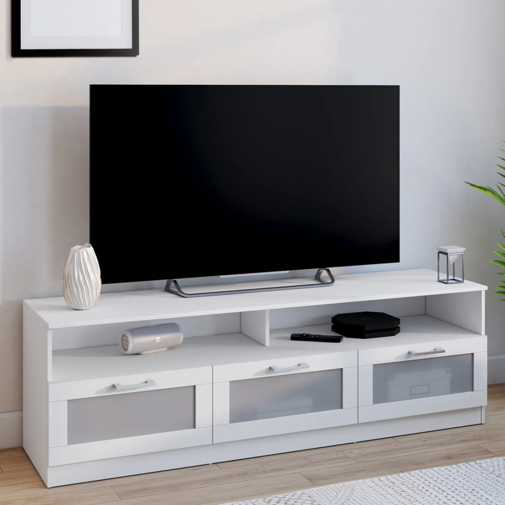 IDMarket - Mobile TV VITO 140 CM bianco ante satinate