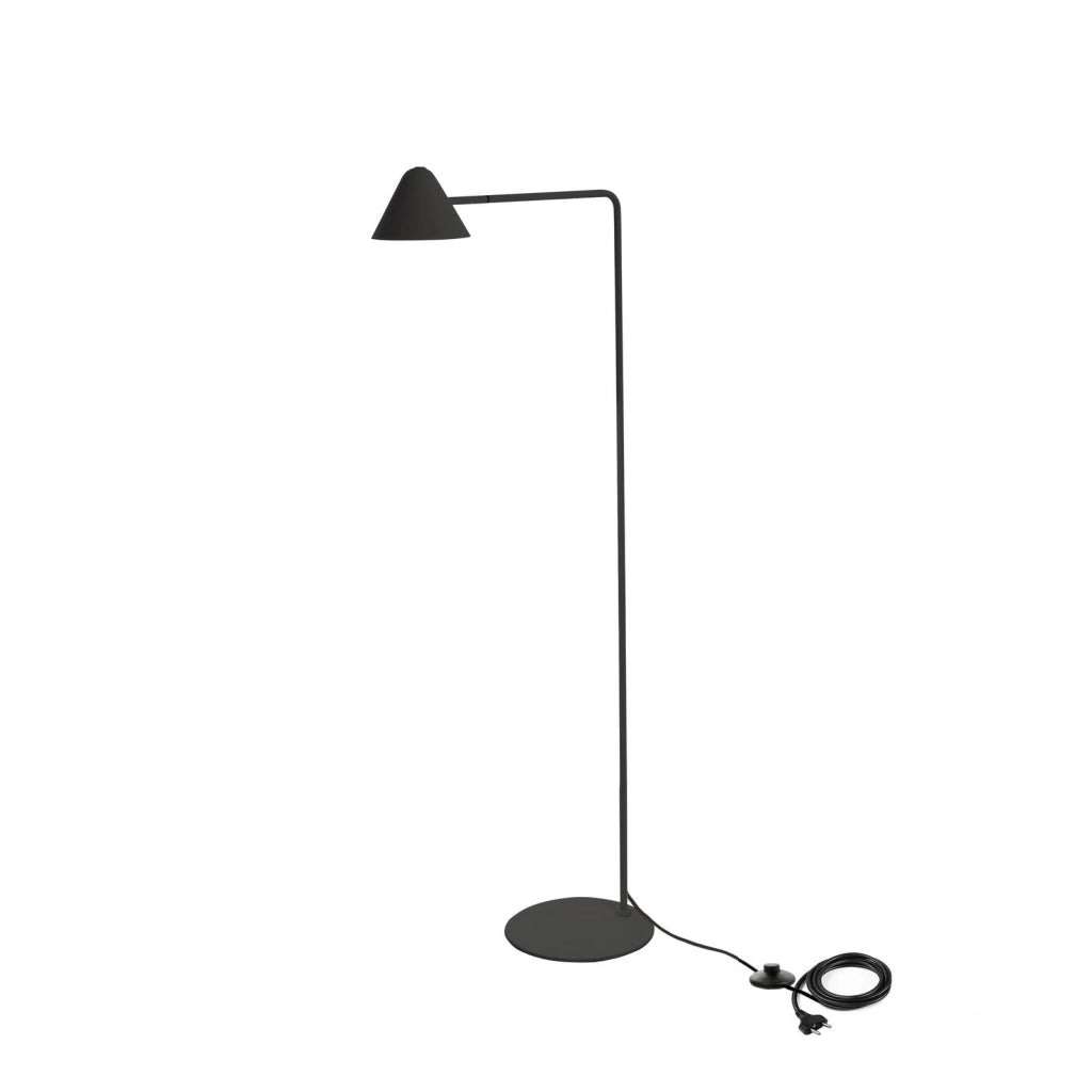 Antares Lampada da Terra LED 5W 3000K in Metallo Verniciato Nero Opaco con Base in Marmo, Interruttore a Pedale - Design Moderno Elegante
