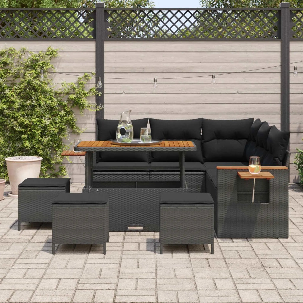 Set Divano da Giardino con cuscino 10 pcs Nero polyrattan 3365129