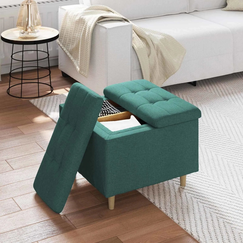 Pouf contenitore Verde Scuro 60 x 60 x 45 cm Tessuto 876821