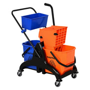 Carrello per pulizie con secchi ¨C Minimal ¨C 78x45x95 cm, arancio e blu, plastica e metallo