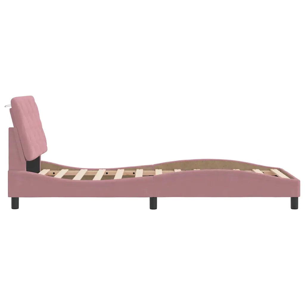 Giroletto senza Materasso Rosa 90x190 cm in Velluto