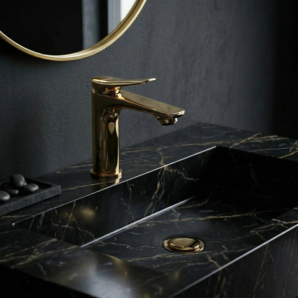 Rubinetto Per Lavabo Premium Rea Vision Gold Low